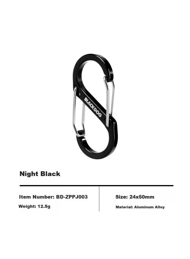 Black Dog Aluminum Alloy Climbing Carabiner Figure-8 S-shaped Double-head Hook Backpack Key Safety Buckle, Pack Of 4 - Image 1