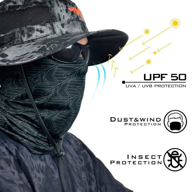 KastKing Sol Armis Neck Gaiter - UPF 50 Fishing Mask - UV Sun Protection Gaiter Sun Face Mask for Men & Women,Black Repeating LOGO - Image 2