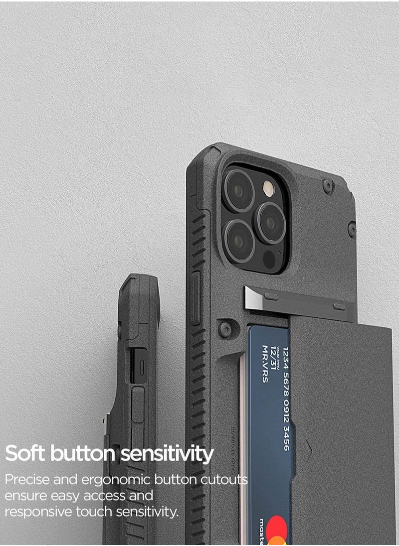 VRS Design Damda Glide PRO for iPhone 13 Pro MAX Case Cover Wallet Card Slot (3-4 cards) - Sand Stone Gray  - Image 5
