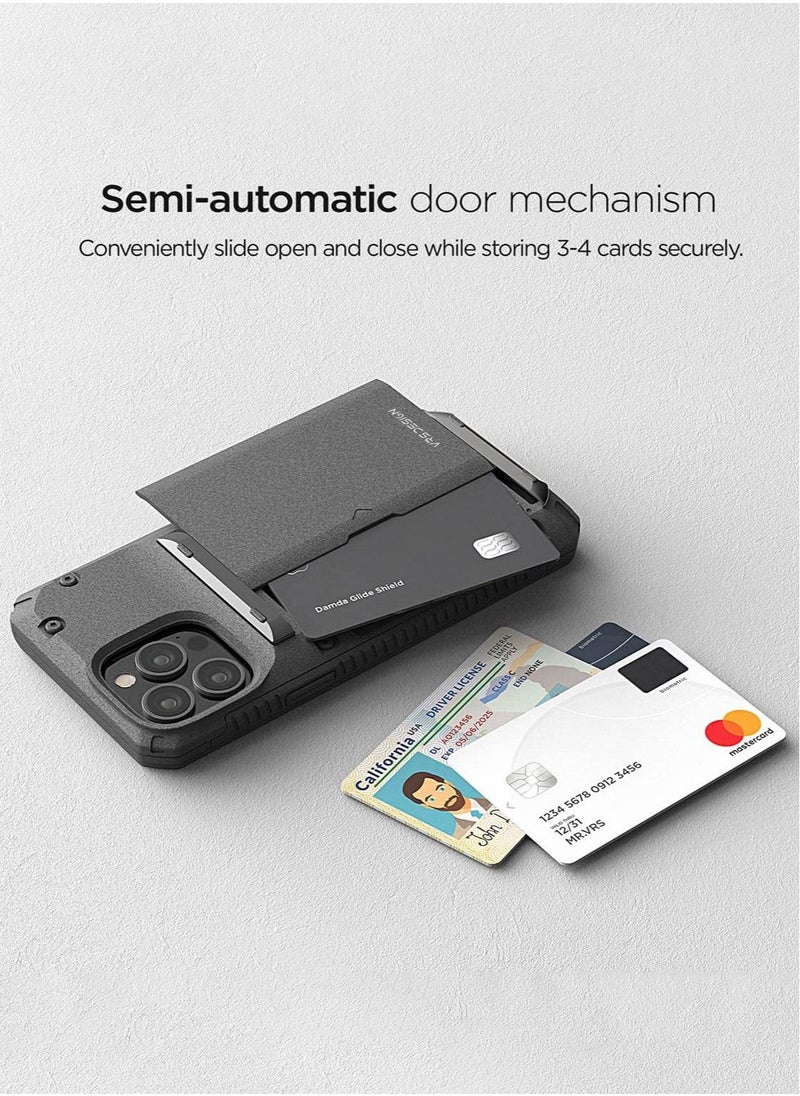 VRS Design Damda Glide PRO for iPhone 13 Pro MAX Case Cover Wallet Card Slot (3-4 cards) - Sand Stone Gray  - Image 2