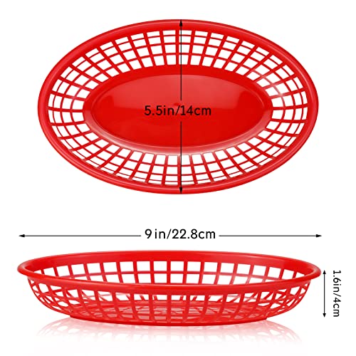 GothaBach 24 Pack Fast Food Baskets, Plastic Fast Food Restaurant Baskets, Bread Fry Baskets Serving Tray for Hot Dogs, Chicken, Burgers, Sandwiches, Fries(Red) - Image 2