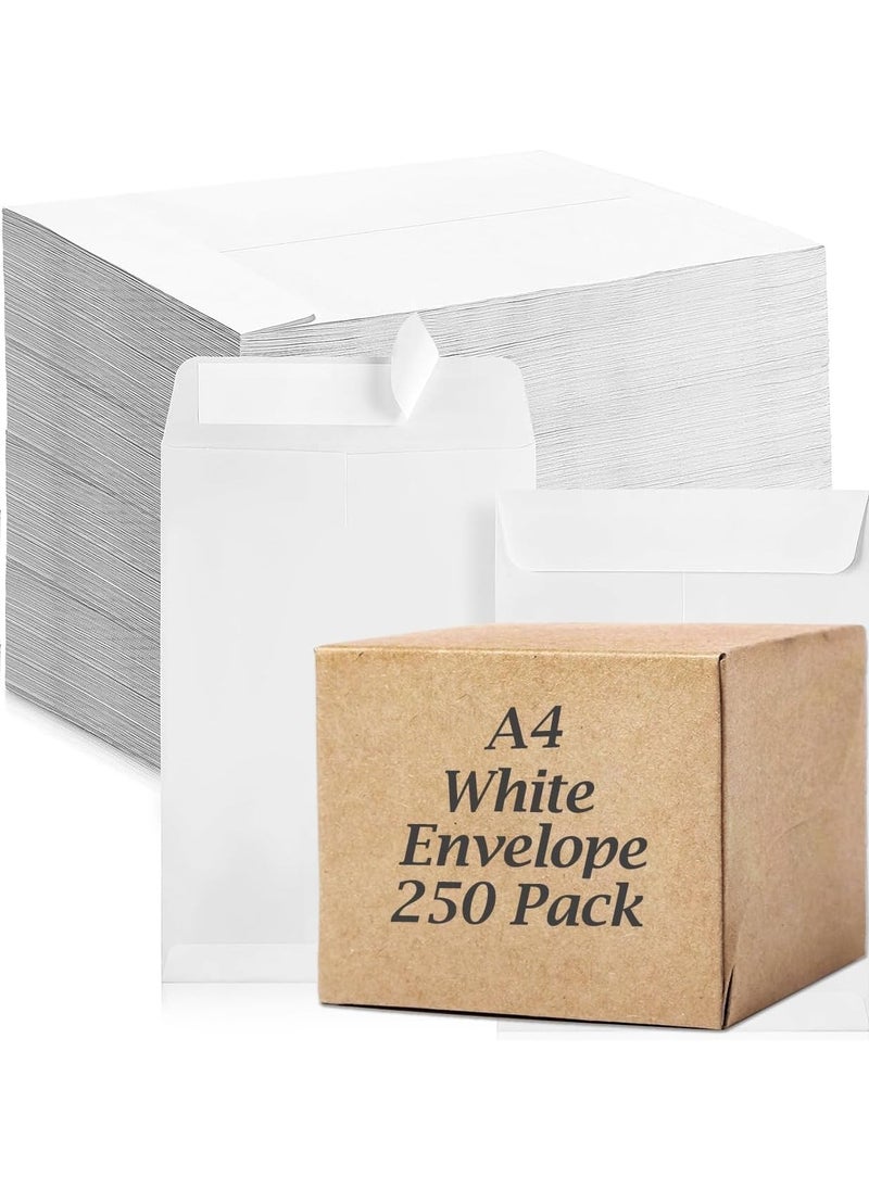 MARKQ [A4] White Envelopes [250 Pack] 12.75" x 9.25" Self Sealing Mailing Envelope for Posting mailing Home Office and Ecommerce, 100gsm  - Image 1