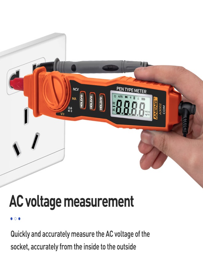 ANENG A3002 Pen Multimeter 4000 Counts Digital Multimeter Pen Non-contact Handheld Tester AC/DC Voltage / Diode / Continuity Testing Tool with Backlight Flashlight - Image 3