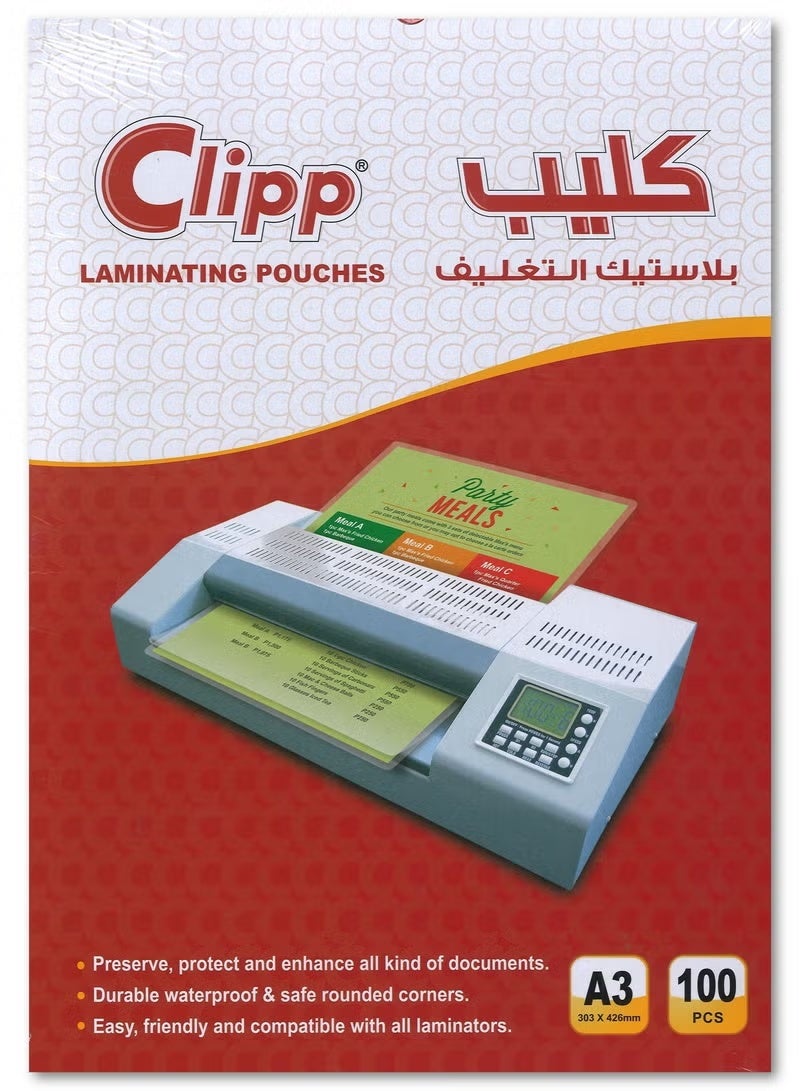 CLIPP 100 قطعة أكياس تغليف بحجم A3 بسماكة 125 ميكرون - Image 1