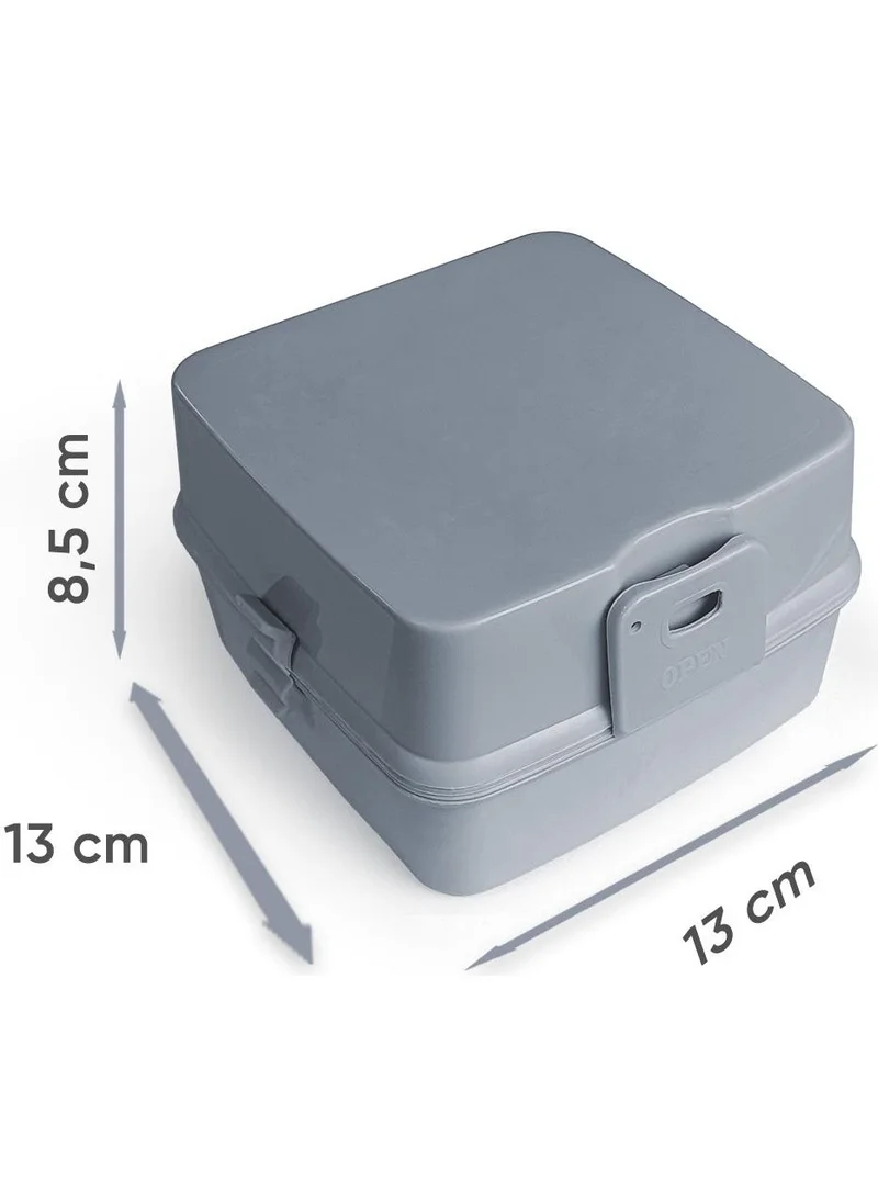 كورال هاي Kids Blue Gray Bat Patterned Four Compartment Lunch Bowl with Fork and Spoon 32990