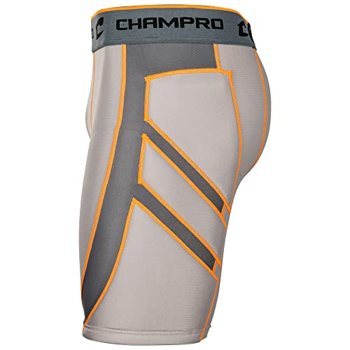 Champro Wind Up Compression Polyester/Spandex Sliding Short, Youth Small, Grey - Image 3