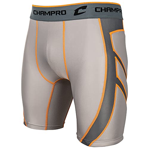 Champro Wind Up Compression Polyester/Spandex Sliding Short, Youth Small, Grey - Image 1
