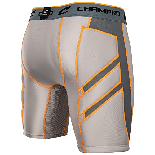 Champro Wind Up Compression Polyester/Spandex Sliding Short, Youth Small, Grey - Image 2
