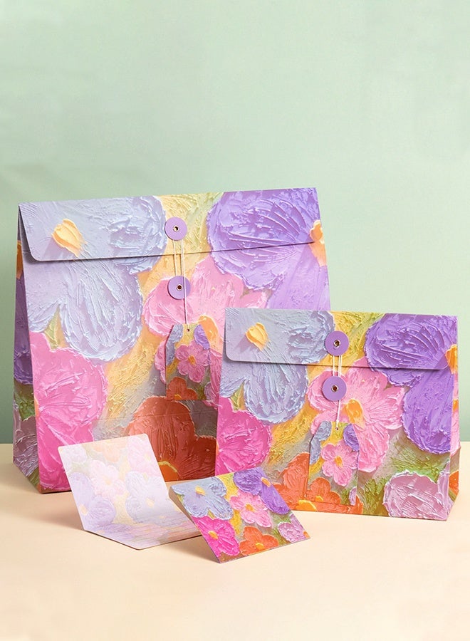 Oil Painting Style Floral Gift Bag, Birthday Gift Box, Envelope Packaging Bag for Birthday Party, Wedding - Image 1