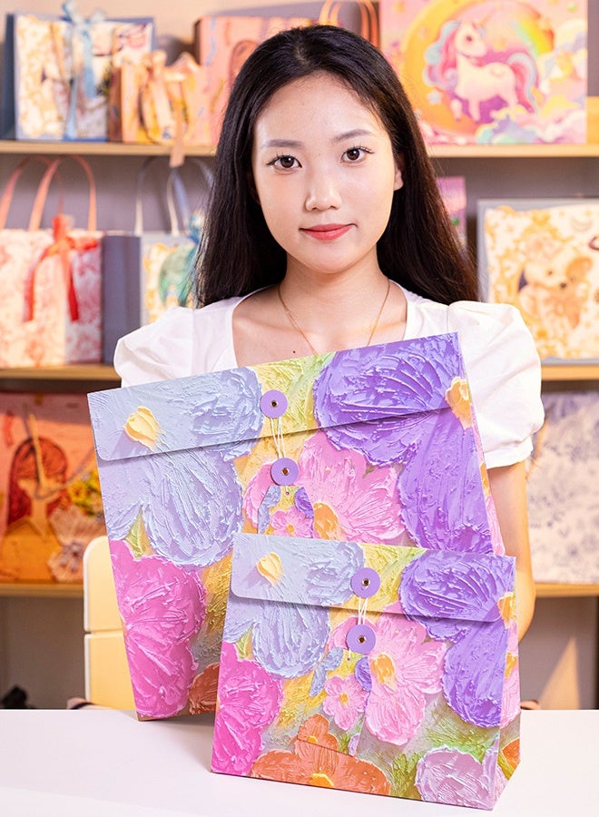 Oil Painting Style Floral Gift Bag, Birthday Gift Box, Envelope Packaging Bag for Birthday Party, Wedding - Image 3