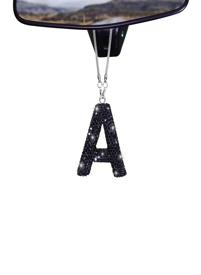 ToBeQueen Diamond Crystal Rhinestone Car Letter Charm, Cute Lucky Hanging Ornament, Black Bling Car Accessories for Women - Image 1