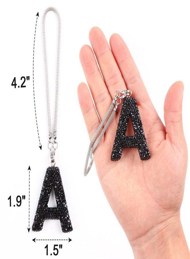 ToBeQueen Diamond Crystal Rhinestone Car Letter Charm, Cute Lucky Hanging Ornament, Black Bling Car Accessories for Women - Image 4