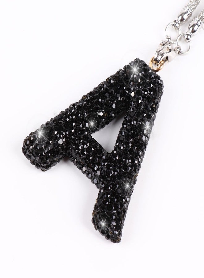 ToBeQueen Diamond Crystal Rhinestone Car Letter Charm, Cute Lucky Hanging Ornament, Black Bling Car Accessories for Women - Image 3
