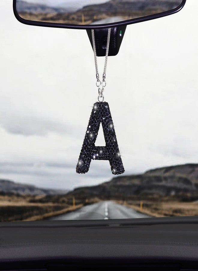 ToBeQueen Diamond Crystal Rhinestone Car Letter Charm, Cute Lucky Hanging Ornament, Black Bling Car Accessories for Women - Image 2