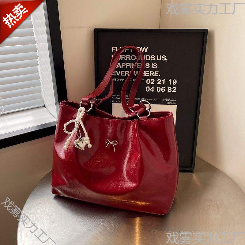 Large-Capacity Red Commuter Bag Women'S Wedding Bag Wedding Bridal Bag Single Shoulder Tote Bag - Image 3