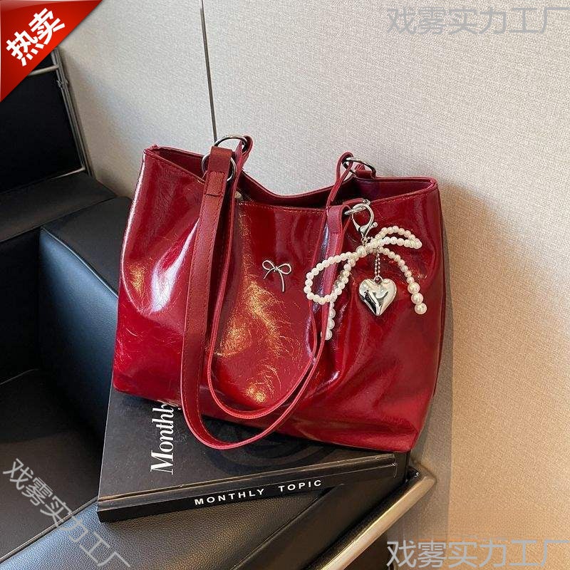 Large-Capacity Red Commuter Bag Women'S Wedding Bag Wedding Bridal Bag Single Shoulder Tote Bag - Image 5