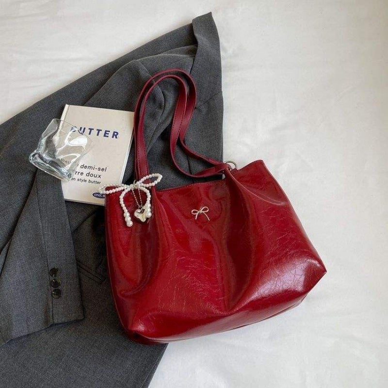 Large-Capacity Red Commuter Bag Women'S Wedding Bag Wedding Bridal Bag Single Shoulder Tote Bag - Image 1