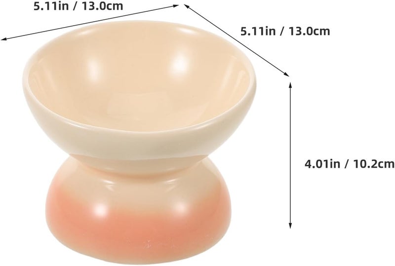 Ceramic Cat Food and Water Bowl Tilted Elevated Pet Feeder with Ergonomic Design Peach Gradient Small Size for Indoor Cats and Kittens - Image 2