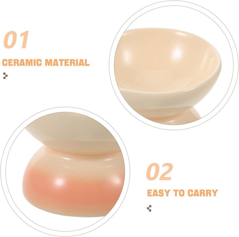 Ceramic Cat Food and Water Bowl Tilted Elevated Pet Feeder with Ergonomic Design Peach Gradient Small Size for Indoor Cats and Kittens - Image 3