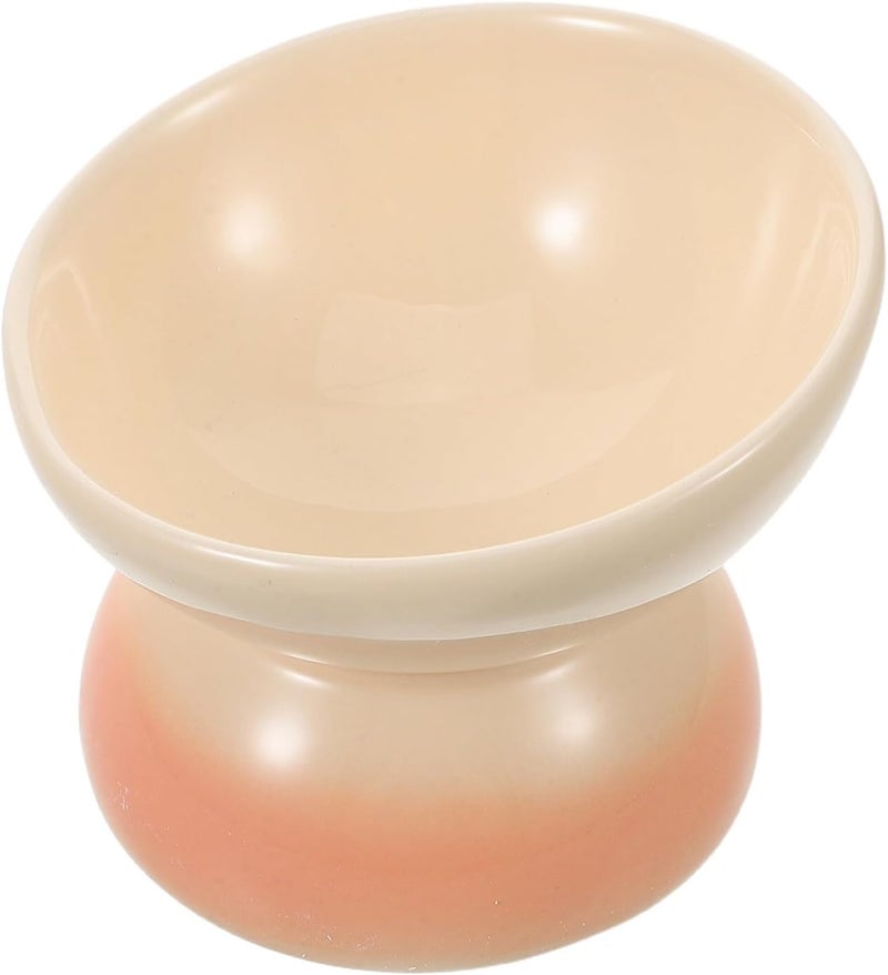 Ceramic Cat Food and Water Bowl Tilted Elevated Pet Feeder with Ergonomic Design Peach Gradient Small Size for Indoor Cats and Kittens - Image 1