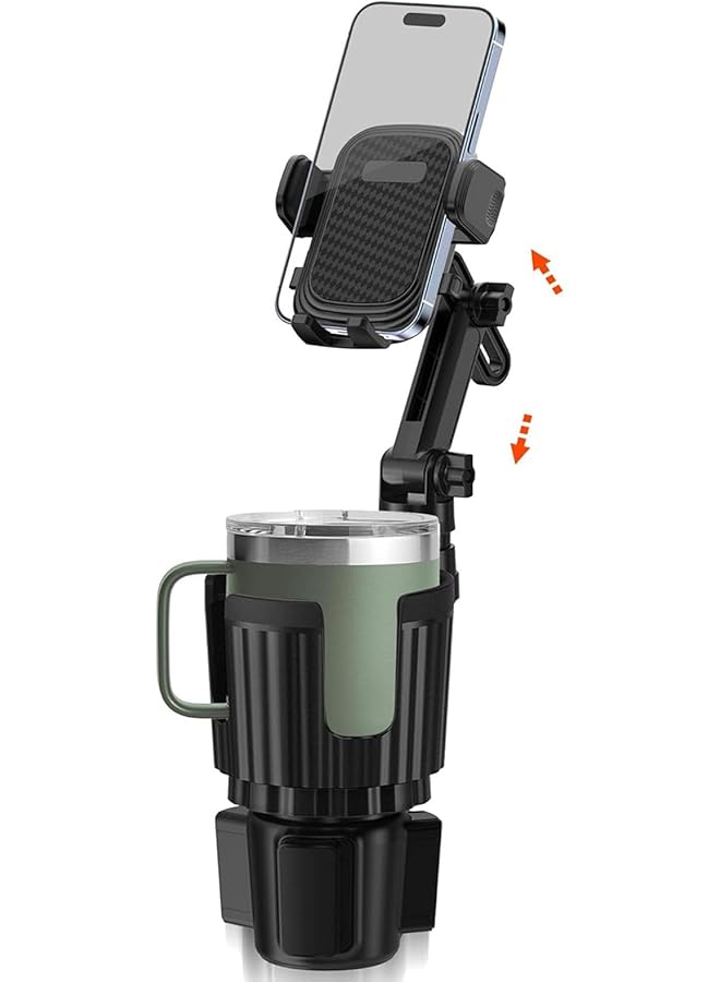 Green Tiger 2 in 1 Phone Mount for Car Cup Holder with Adjustable Base, Phone Holders for Car Cupholder, No Shaking 360° Flexible Neck Phone Mount for All 4-7” Smartphones and Most Bottles, 1Pack - Image 1