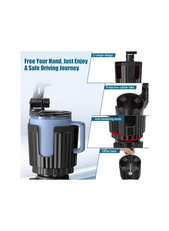Green Tiger 2 in 1 Phone Mount for Car Cup Holder with Adjustable Base, Phone Holders for Car Cupholder, No Shaking 360° Flexible Neck Phone Mount for All 4-7” Smartphones and Most Bottles, 1Pack - Image 5