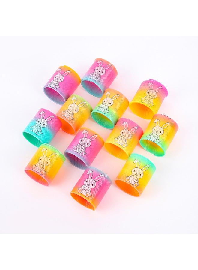 Children's Magic Rainbow Ring Spring Ring Boys And Girls Puzzle Elastic Ring Magic Hula Hoop Small Toys Wholesale-Color:3.2*3.5 Rainbow Color  - Image 1