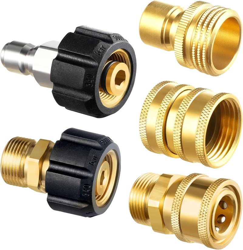 Twinkle Star Pressure Washer Adapter Set, Quick Disconnect Kit, M22 14 mm Quick Connect Swivel to 3/8'' Quick Connect Fittings, 3/4" to Quick Release 9 Sets - Image 2