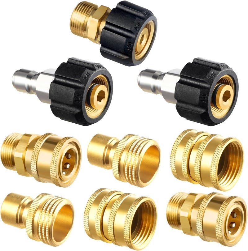 Twinkle Star Pressure Washer Adapter Set, Quick Disconnect Kit, M22 14 mm Quick Connect Swivel to 3/8'' Quick Connect Fittings, 3/4" to Quick Release 9 Sets - Image 1