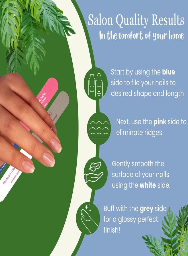 Tropical Shine مبرد الأظافر العملاق 4-طرق بلون أزرق-وردي - مبرد ومبرد أظافر احترافي لتشكيل، تنعيم، وتلميع الأظافر - ملحق للعناية بالأظافر مدمج وقابل للحمل (707330) - Image 3