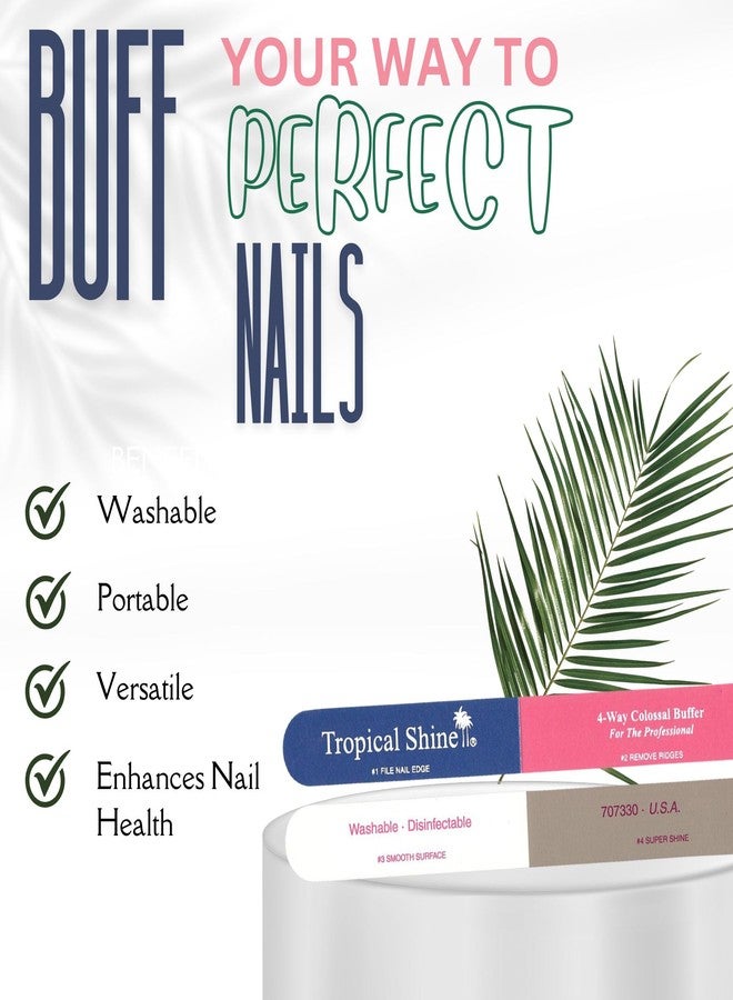 Tropical Shine مبرد الأظافر العملاق 4-طرق بلون أزرق-وردي - مبرد ومبرد أظافر احترافي لتشكيل، تنعيم، وتلميع الأظافر - ملحق للعناية بالأظافر مدمج وقابل للحمل (707330) - Image 4