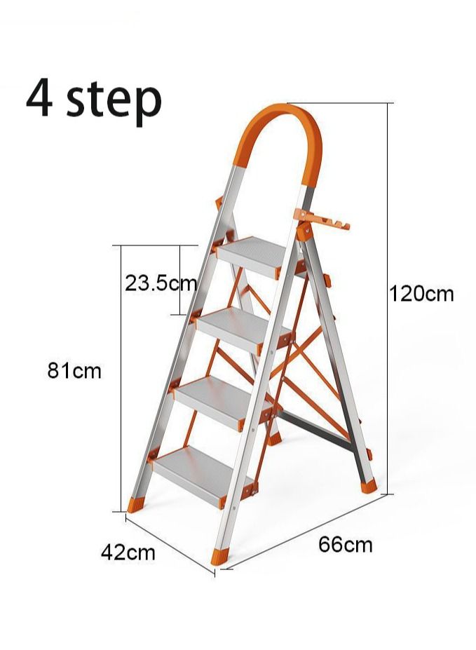 SUNRISE 4 Steps Ladder Aluminum Folding Step Stool With Anti Slip Sturdy And Wide Pedal Lightweight Portable Multi Use Step Ladder For Home And Kitchen Use Space Saving - Image 3