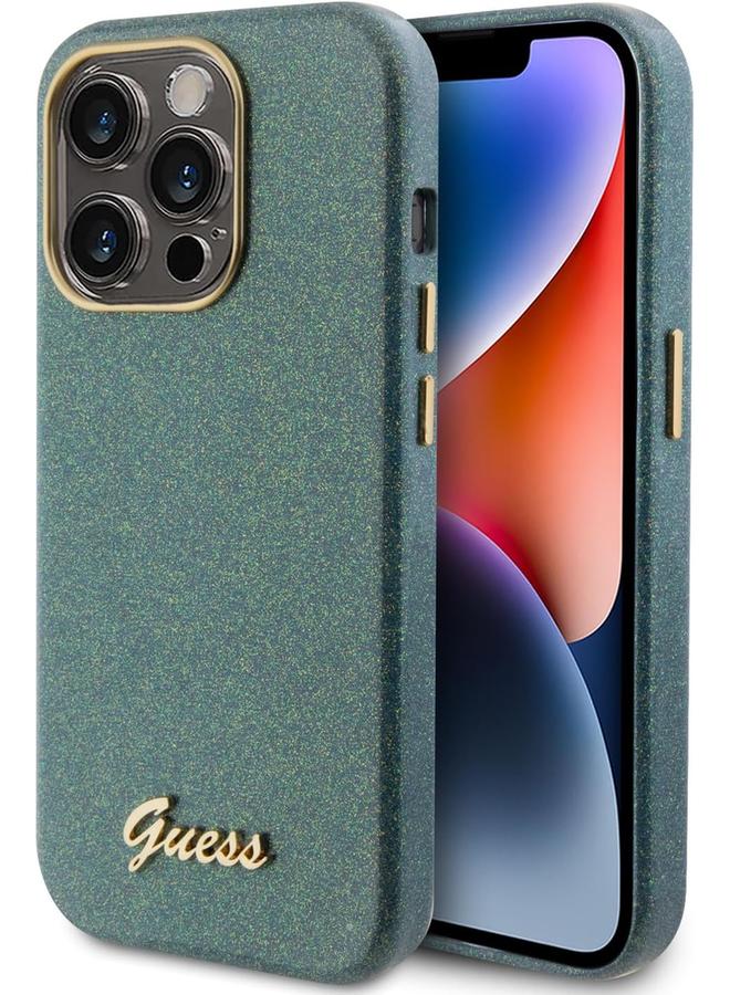 erorex Guess Pu Glitter Glossy Case With Guess Script Logo Compatible With Iphone 15 Promax Kaki - Image 1