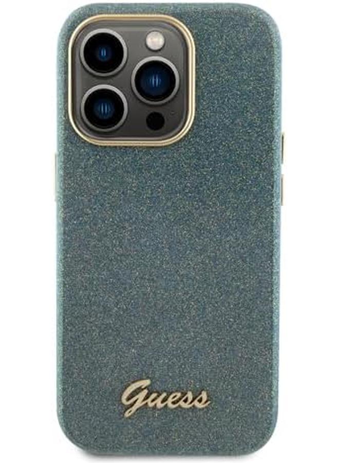 erorex Guess Pu Glitter Glossy Case With Guess Script Logo Compatible With Iphone 15 Promax Kaki - Image 4