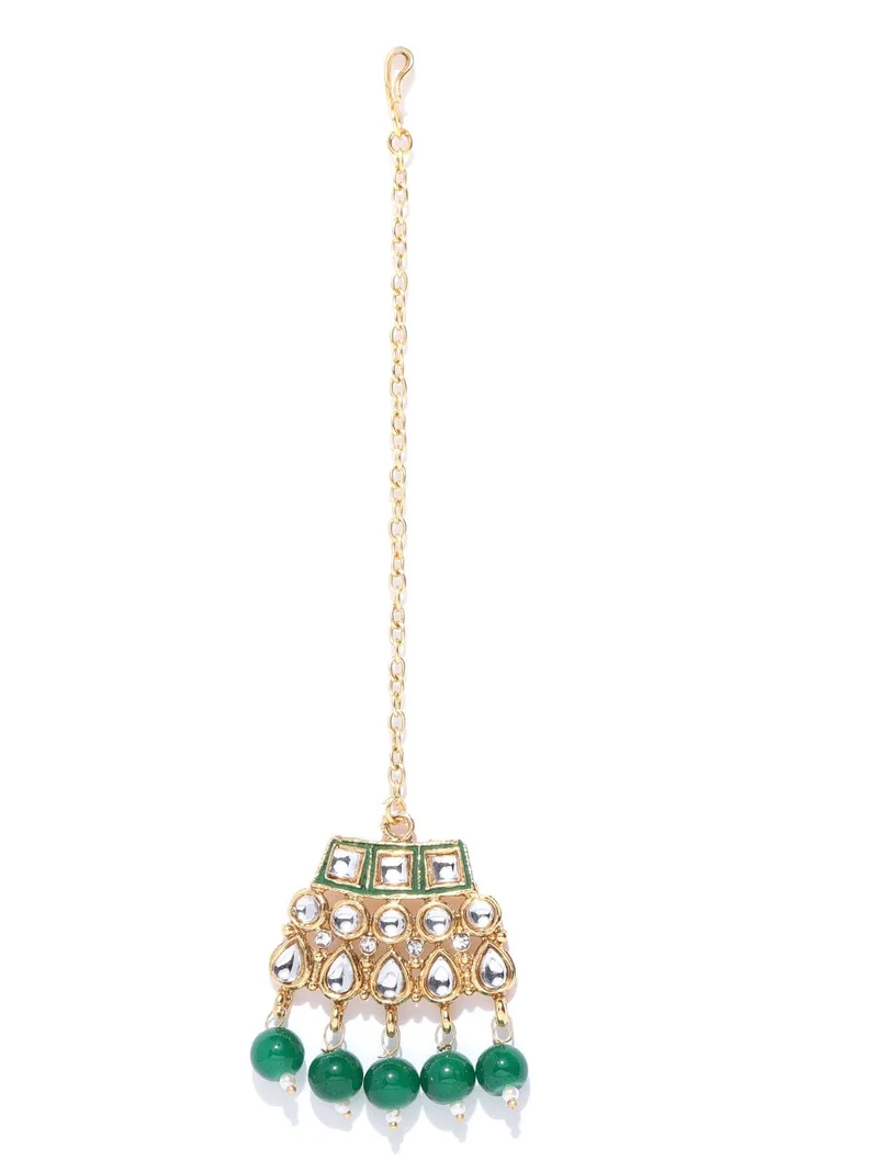 Priyaasi Kundan Stone Studded Beaded Floral Drop Earrings