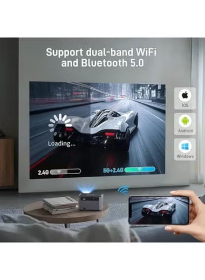 جهاز عرض ذكي صغير محمول بدعم 4K مع واي فاي مزدوج وبلوتوث – بروجكتور منزلي وسينما خارجية - Image 3