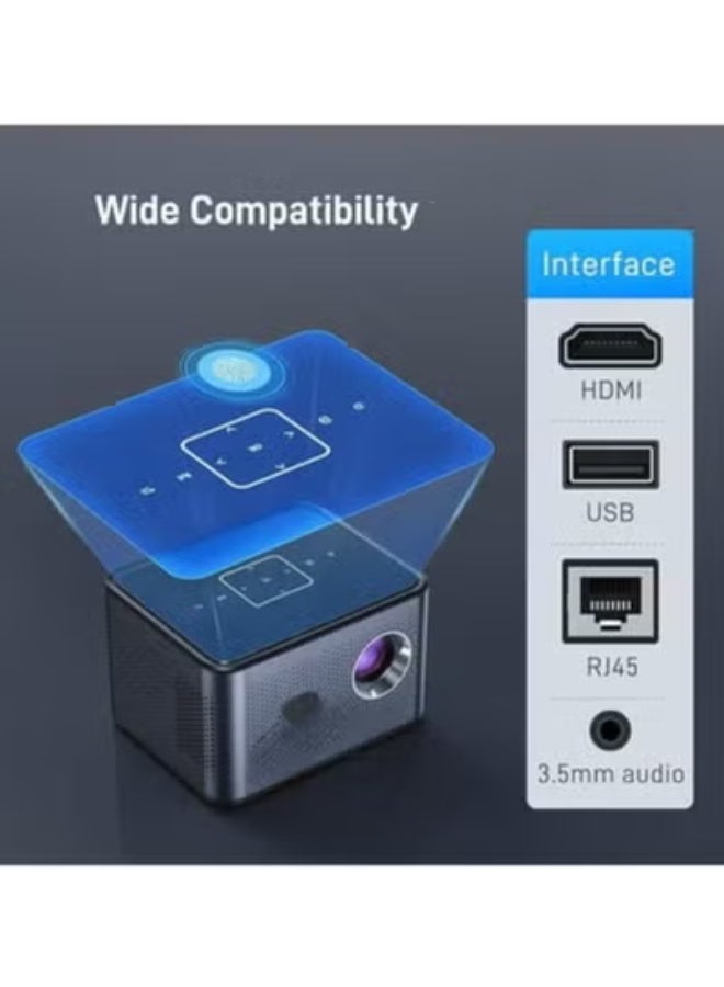 جهاز عرض ذكي صغير محمول بدعم 4K مع واي فاي مزدوج وبلوتوث – بروجكتور منزلي وسينما خارجية - Image 2