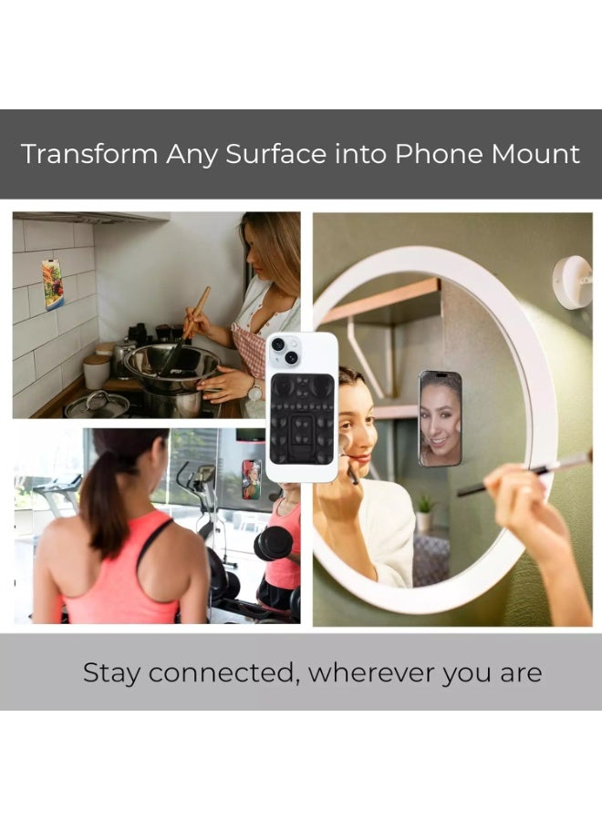 2 in 1 Sticky Silicone Phone Grip with New Upgraded Bigger Suction Cup & Kickstand Mount for Any Mobile Phone,Provides Multiple Mounting Options for Selfies,Reels & Video Recording (Black) - Image 5