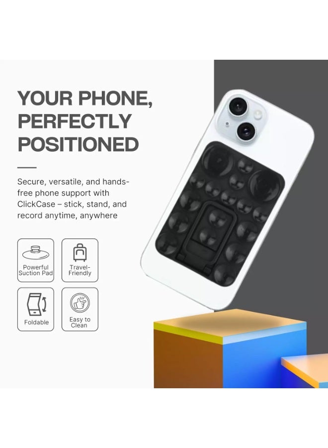 2 in 1 Sticky Silicone Phone Grip with New Upgraded Bigger Suction Cup & Kickstand Mount for Any Mobile Phone,Provides Multiple Mounting Options for Selfies,Reels & Video Recording (Black) - Image 4
