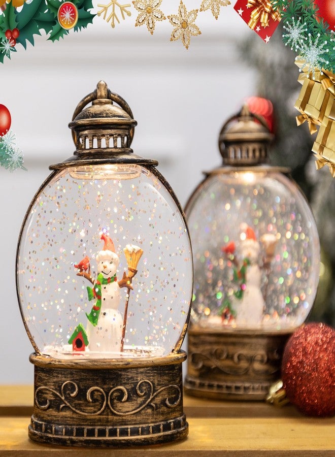 LUSHARBOR Christmas Snow Globe, 2Pack Lighted Lanterns, 5.6" Mini Glitter Lanterns for Christmas, Holiday, Party - Image 1