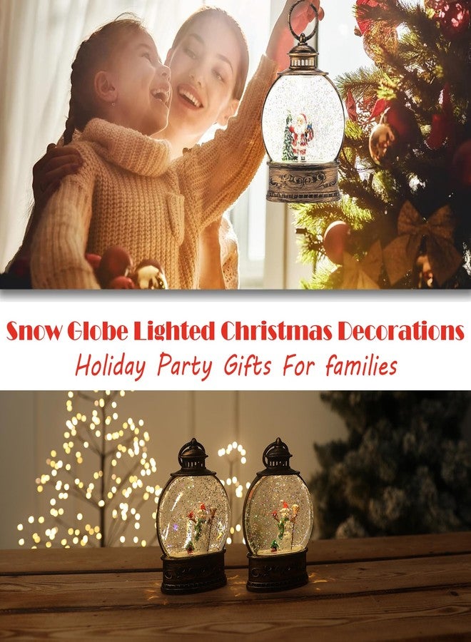 LUSHARBOR Christmas Snow Globe, 2Pack Lighted Lanterns, 5.6" Mini Glitter Lanterns for Christmas, Holiday, Party - Image 5