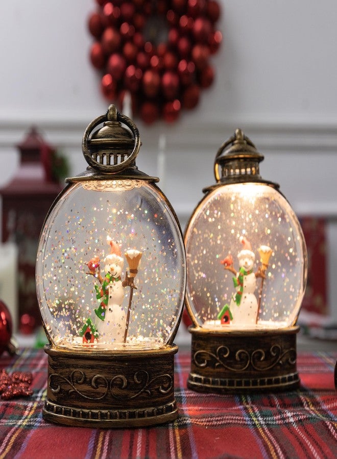 LUSHARBOR Christmas Snow Globe, 2Pack Lighted Lanterns, 5.6" Mini Glitter Lanterns for Christmas, Holiday, Party - Image 2