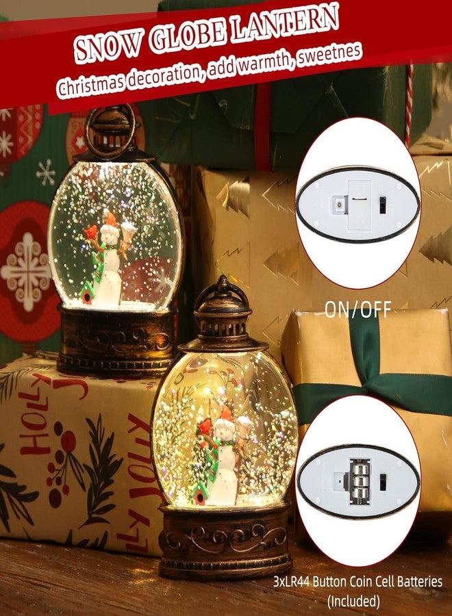 LUSHARBOR Christmas Snow Globe, 2Pack Lighted Lanterns, 5.6" Mini Glitter Lanterns for Christmas, Holiday, Party - Image 3