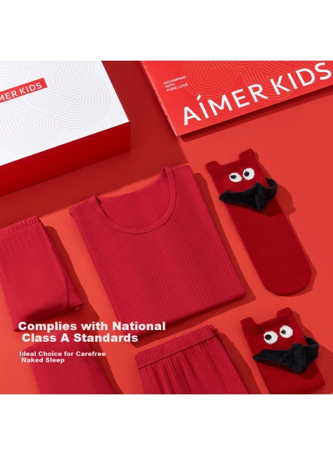 Aimer kids Aimer Kids Warm Underwear Red Gift Box Girls' Zodiac Year Little Warm Heater Light Warm Socks Underwear Female 170  - Image 1