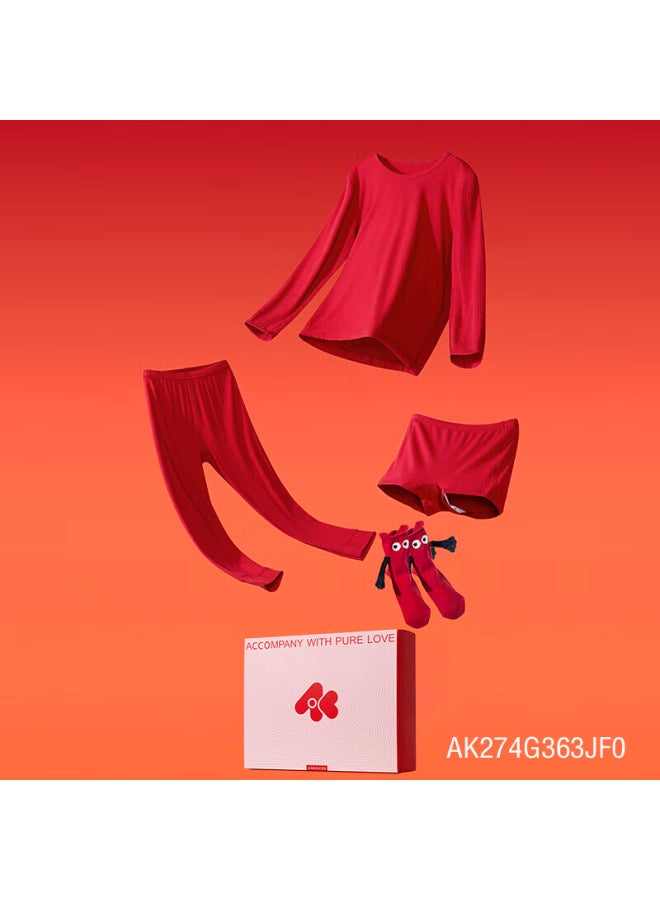 Aimer kids Aimer Kids Warm Underwear Red Gift Box Girls' Zodiac Year Little Warm Heater Light Warm Socks Underwear Female 170  - Image 4