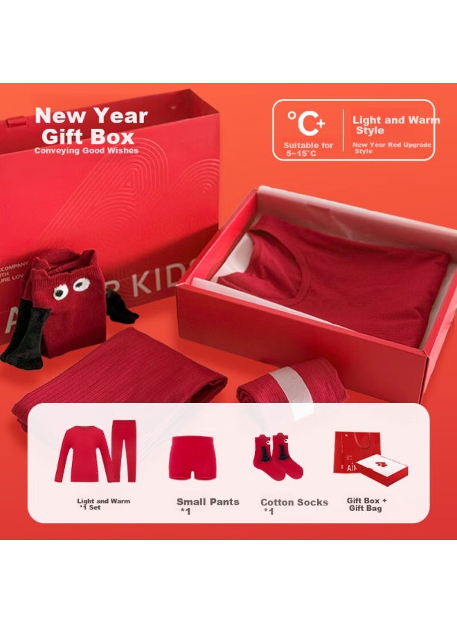 Aimer kids Aimer Kids Warm Underwear Red Gift Box Girls' Zodiac Year Little Warm Heater Light Warm Socks Underwear Female 170  - Image 3