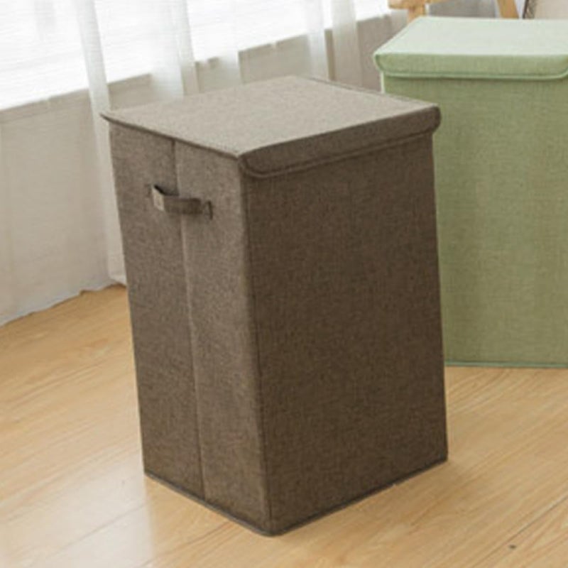 Multifunctional Laundry Hamper with Lid, Washable Cotton Linen Clothes Storage Basket, Small Coffee Color, Sturdy Dirty Clothes Organizer for Home Laundry - Image 5