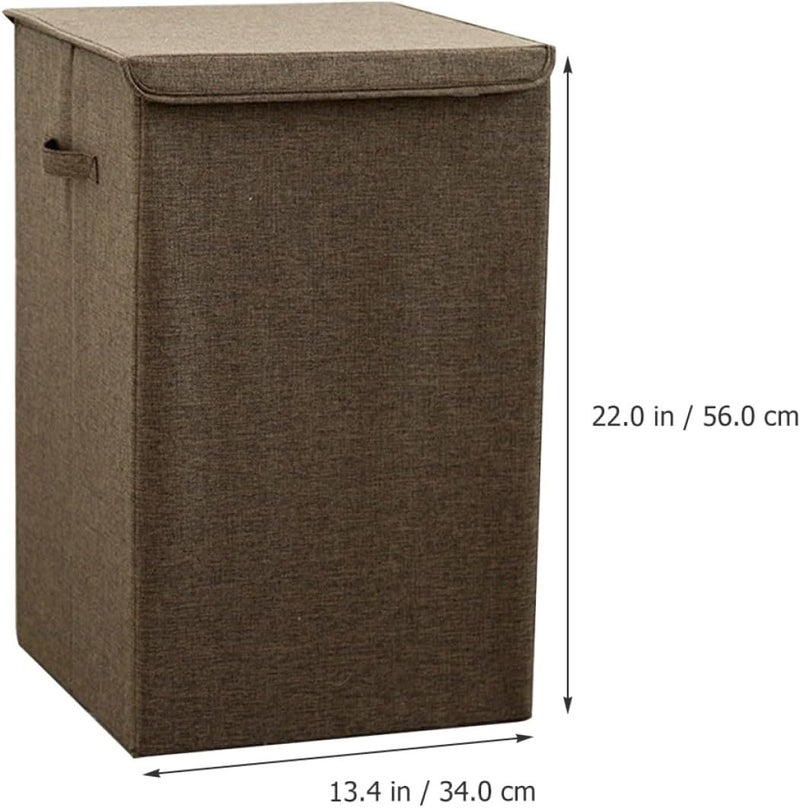 Multifunctional Laundry Hamper with Lid, Washable Cotton Linen Clothes Storage Basket, Small Coffee Color, Sturdy Dirty Clothes Organizer for Home Laundry - Image 2