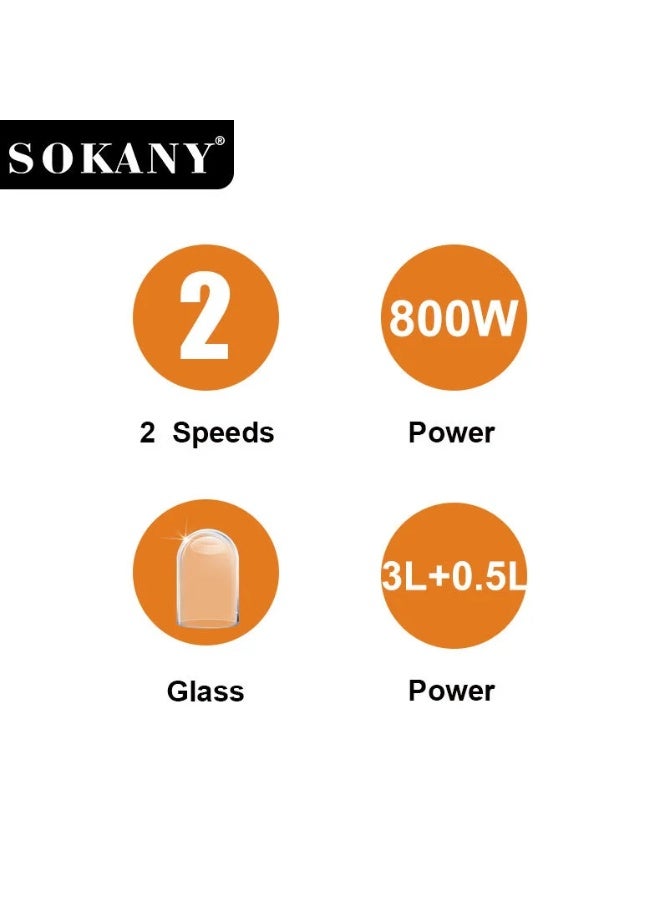 سوكاني SK-06008 (كبه سوكانى زجاج 800 وات 2 دورق (3لتر +1/2لتر  - Image 5