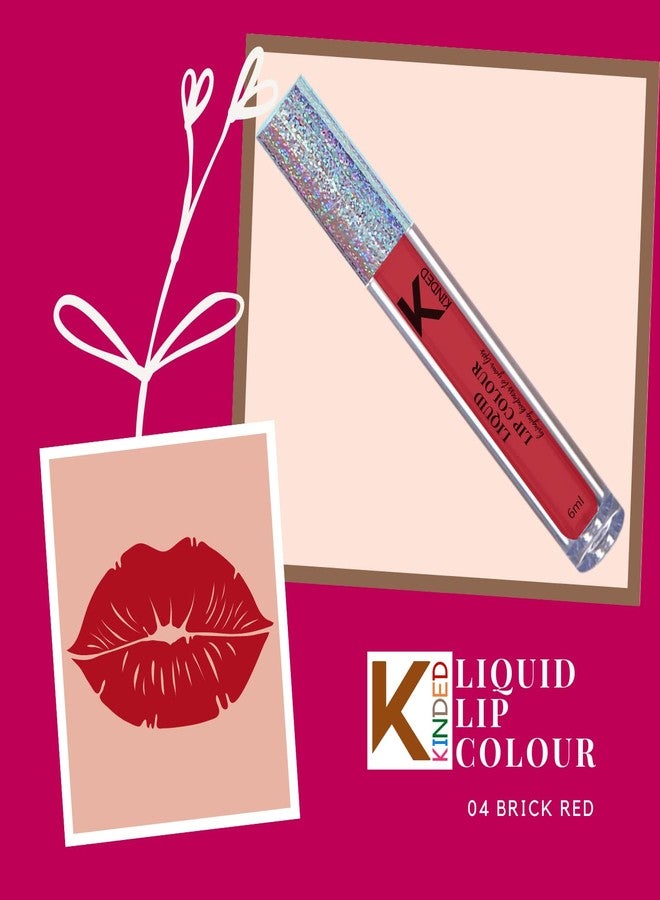 KINDED Liquid Lip Colour Vitamin E Enriched No Transfer Waterproof Long Stay Lipsticks Lip Gloss Set for Girls Women (Pack of 2, 6 ml each, Matte Finish, Shades Brick Red & Rust Crust) - Image 4